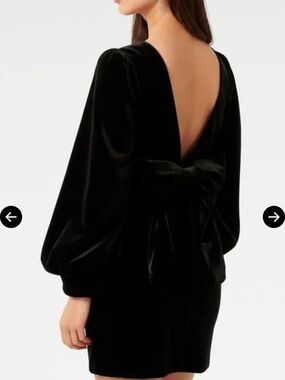 Ever New Black Velvet Backless Mini with Bow